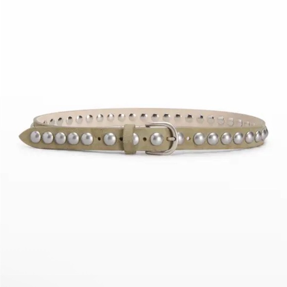 Isabel Marant Accessories - Isabel Marant Zap Skinny Beige Belt with Silver Studs